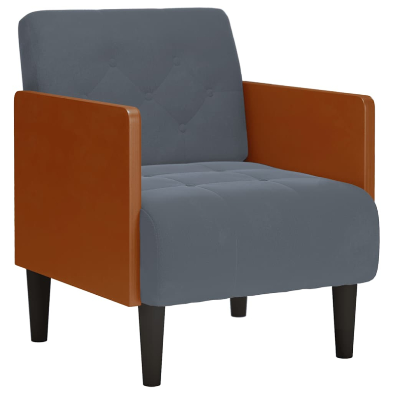 Sessel mit Armlehnen Dunkelgrau 55 cm Samt