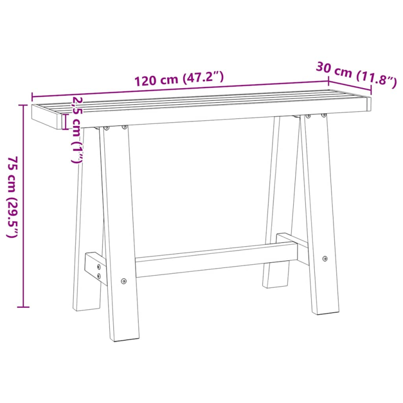 Konsolentisch NOAIN A-Form-Beine 120x30x75 cm Massivholz Kiefer