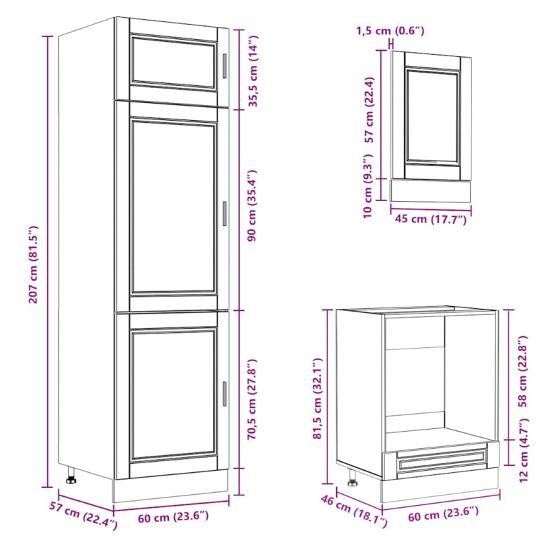 7-tlg. Küchenschrank-Set Kalmar Artisan-Eiche Holzwerkstoff