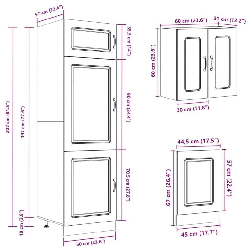 8-tlg. Küchenschrank-Set Kalmar Schwarz Holzwerkstoff