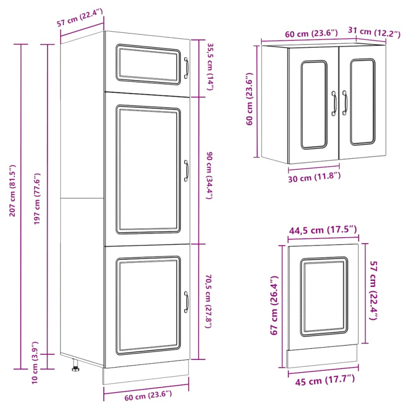 8-tlg. Küchenschrank-Set Kalmar Altholz-Optik Holzwerkstoff