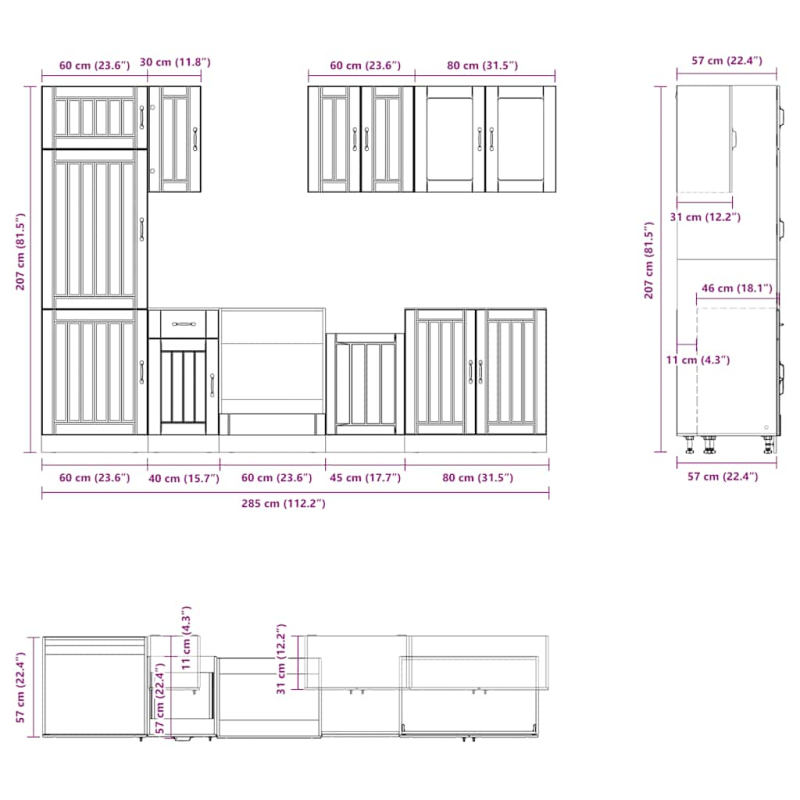 8-tlg. Küchenschrank-Set Lucca Sonoma-Eiche Holzwerkstoff