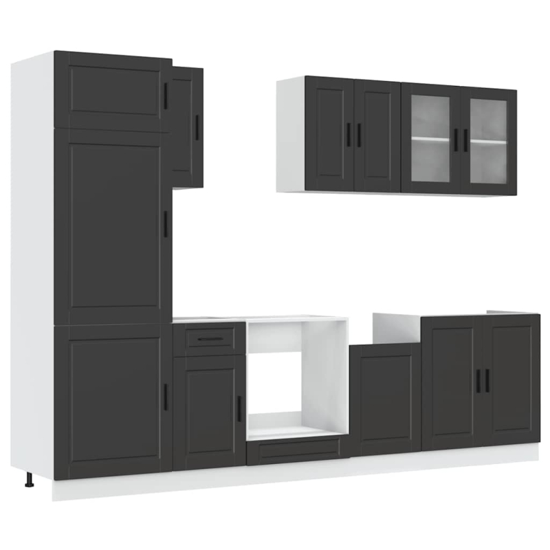 8-tlg. Küchenschrank-Set Kalmar Schwarz Holzwerkstoff