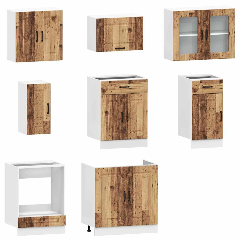 8-tlg. Küchenschrank-Set Kalmar Altholz-Optik Holzwerkstoff