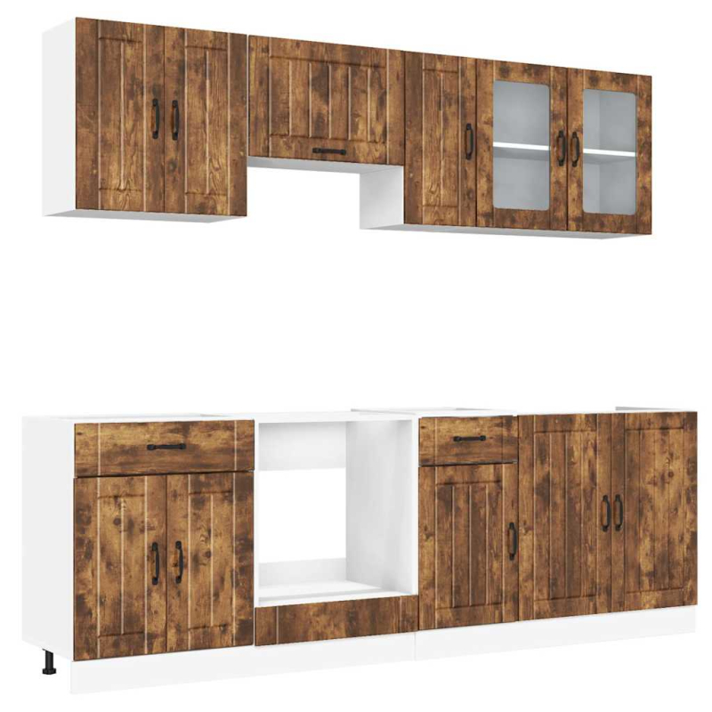 8-tlg. Küchenschrank-Set Lucca Räuchereiche Holzwerkstoff