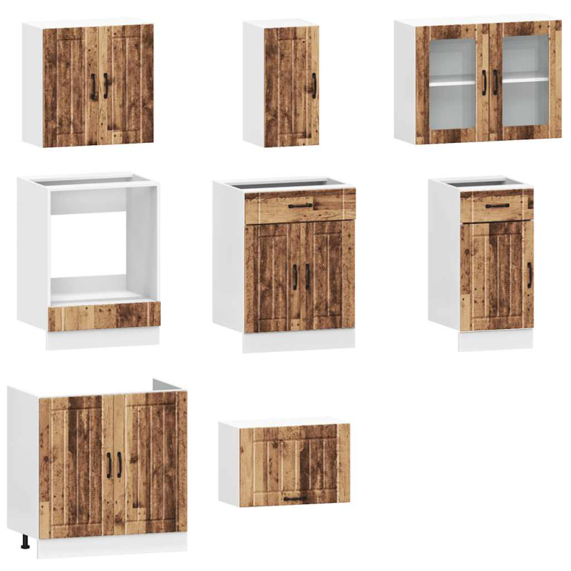 8-tlg. Küchenschrank-Set Kalmar Altholz-Optik Holzwerkstoff