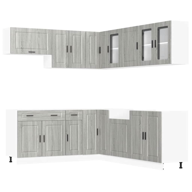 11-tlg. Küchenschrank-Set Porto Grau Sonoma Holzwerkstoff
