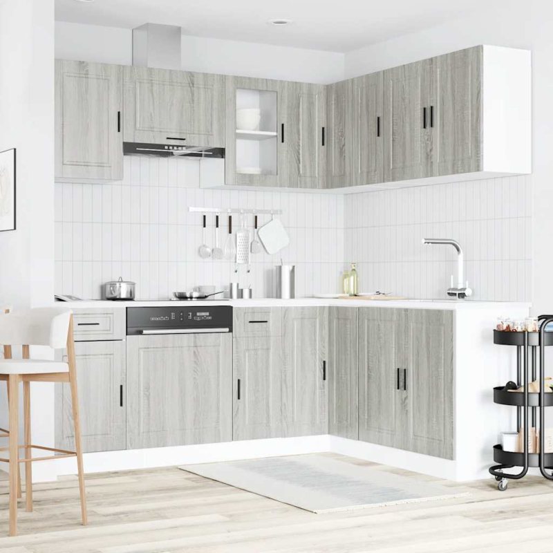 11-tlg. Küchenschrank-Set Porto Grau Sonoma Holzwerkstoff