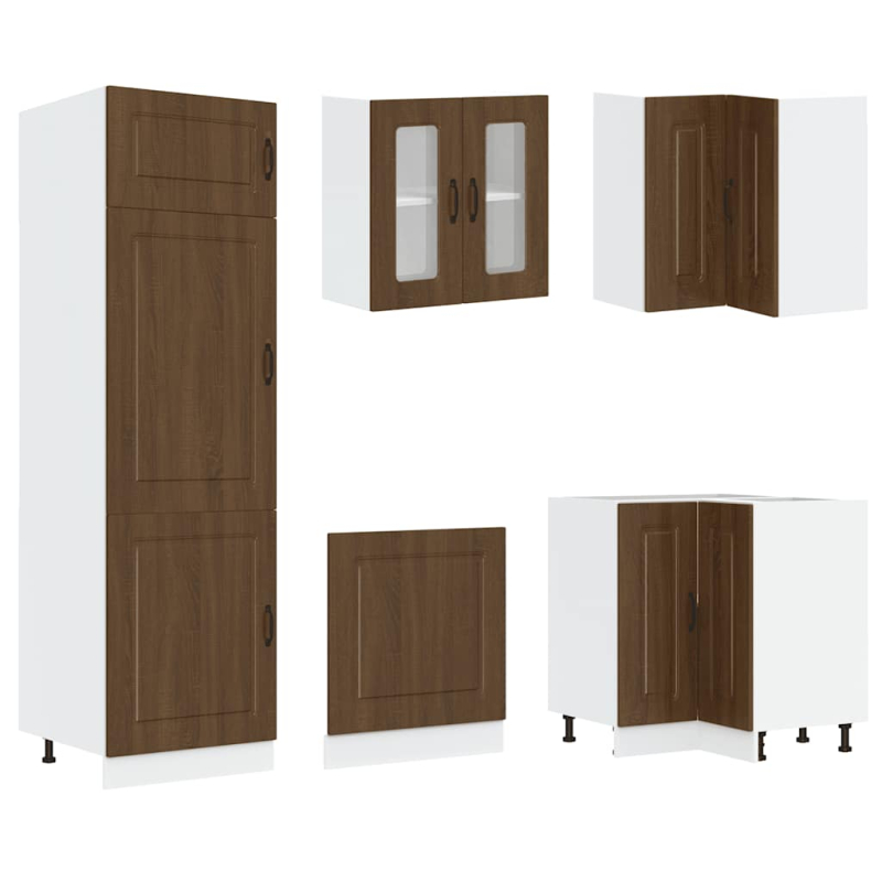 14-tlg. Küchenschrank-Set Kalmar Braun Eichen-Optik Holzwerkstoff