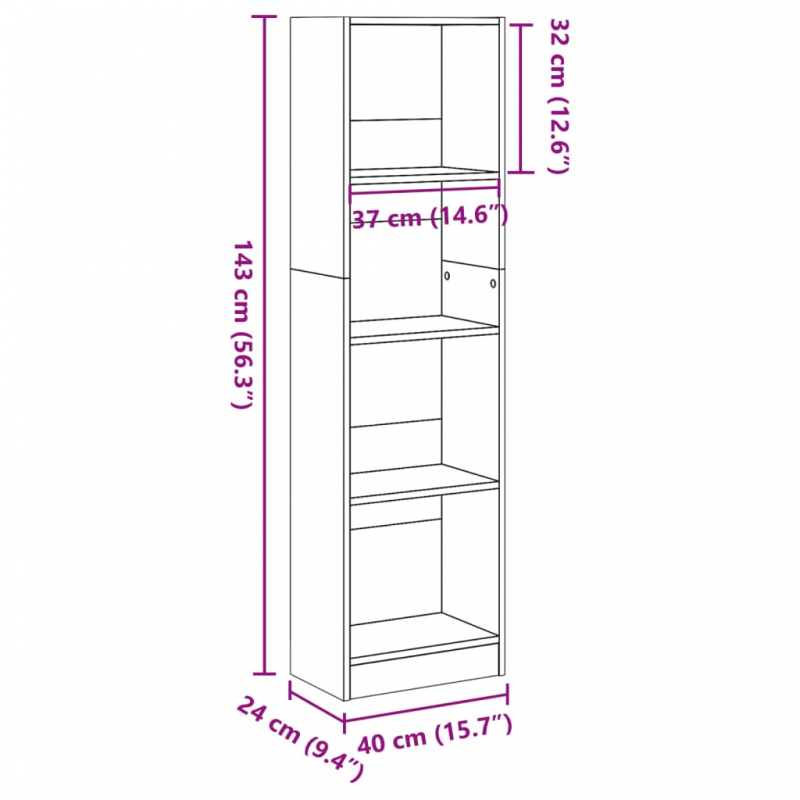 Bücherregal Artisan-Eiche 40x24x143 cm Holzwerkstoff