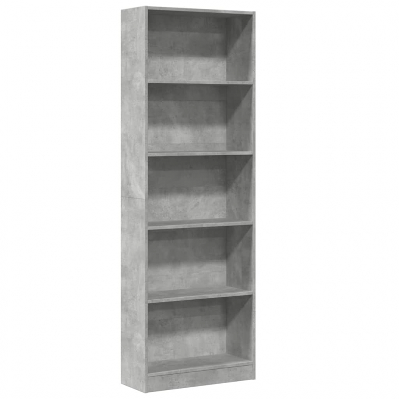 Bücherregal Betongrau 60x24x176 cm Holzwerkstoff