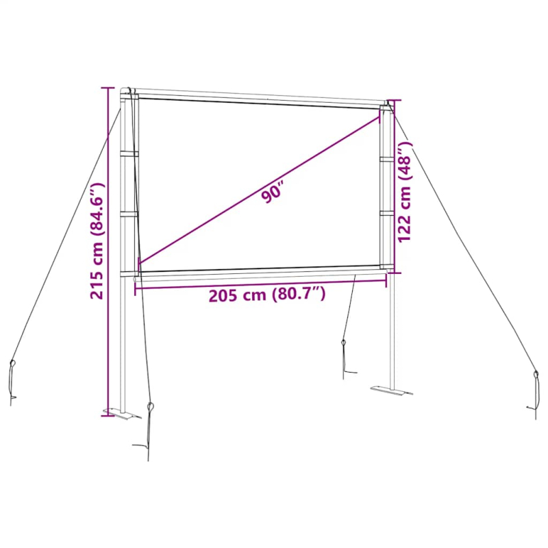 Beamer Leinwand mit Ständer 90 Zoll 16:9