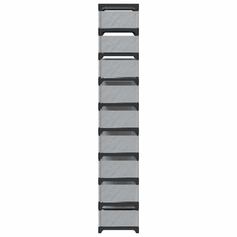 Schuhregal 10-stöckig Grau 54x28x158 cm Vliesstoff