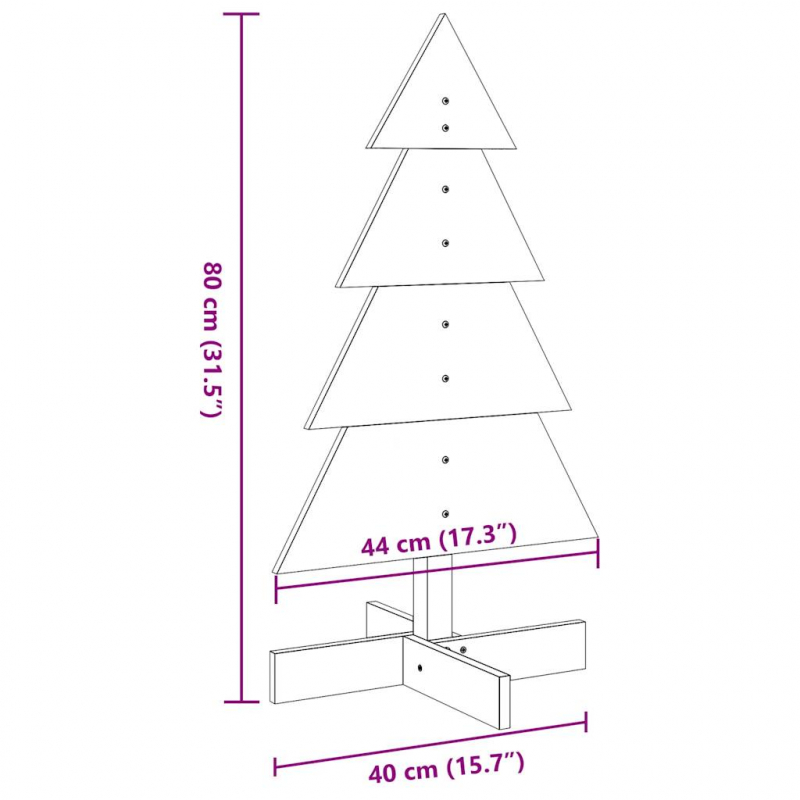 Weihnachtsbaum Holz zum Schmücken 80 cm Massivholz Kiefer