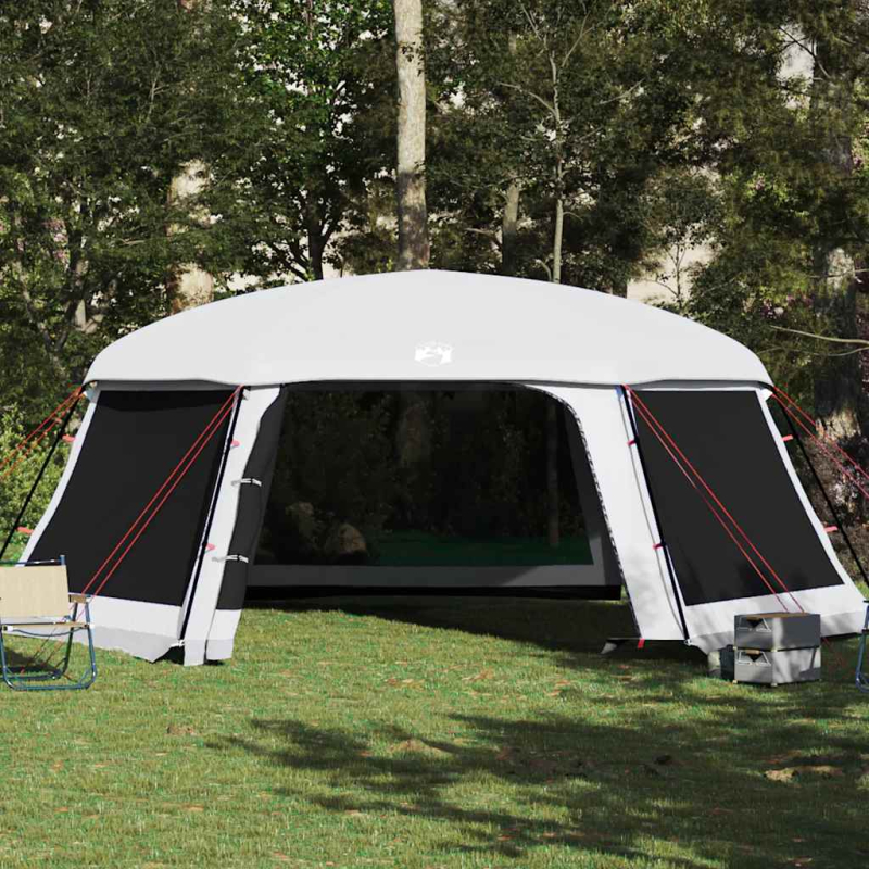 Poolzelt mit abnehmbarem Überzelt Netzwänden Grau 670x590cm