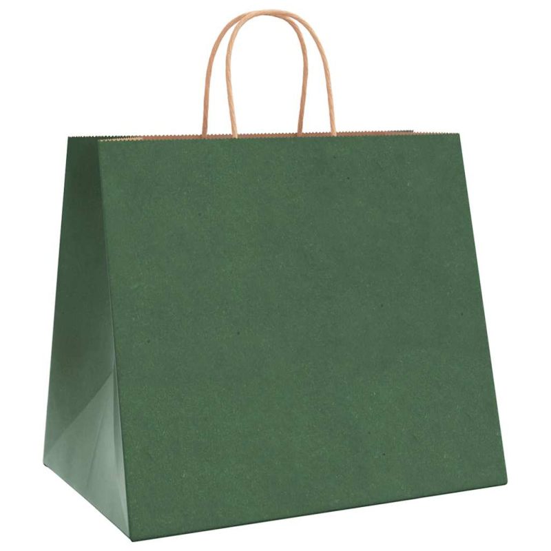 Papiertragetaschen 50 Stk. mit Henkeln Grün 32x22x28 cm