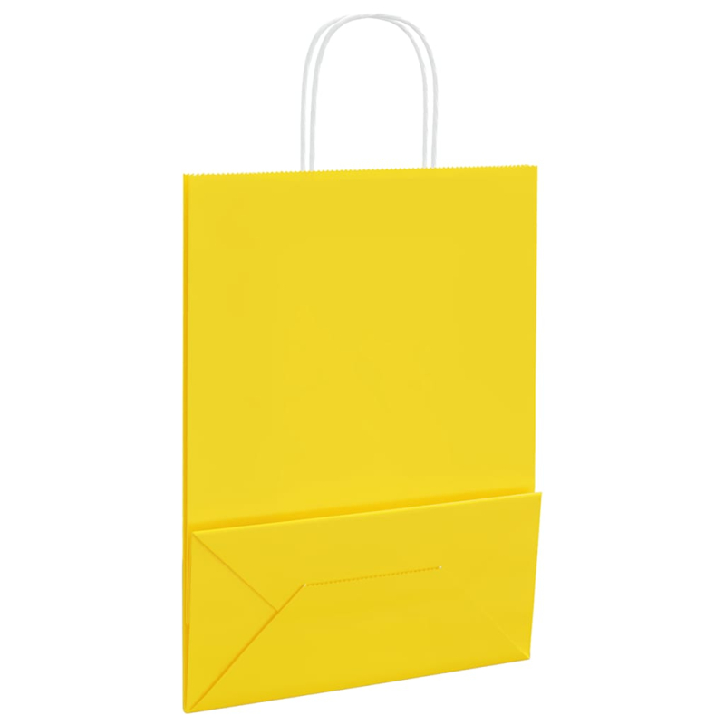 Papiertragetaschen 50 Stk. mit Henkeln Gelb 26x12x35 cm