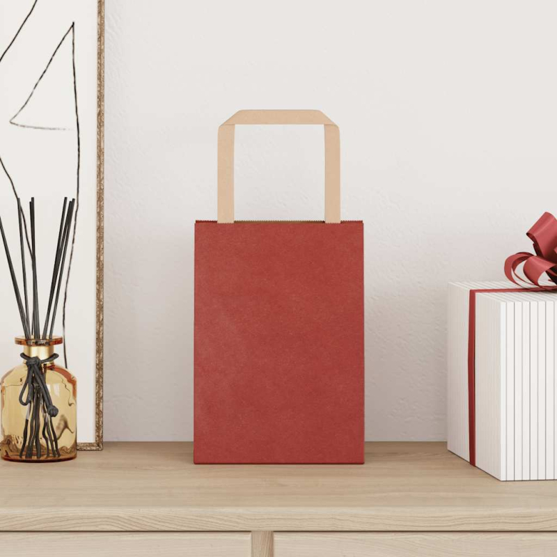 Papiertragetaschen 250 Stk. mit Henkeln Rot 15x8x21 cm