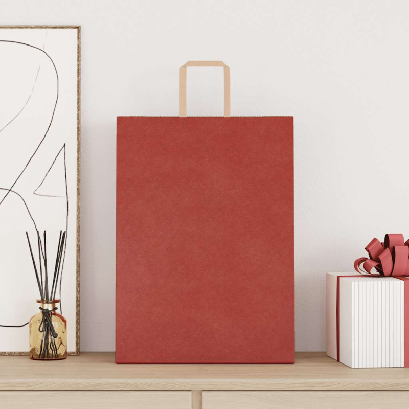 Papiertragetaschen 250 Stk. mit Henkeln Rot 32x17x44 cm