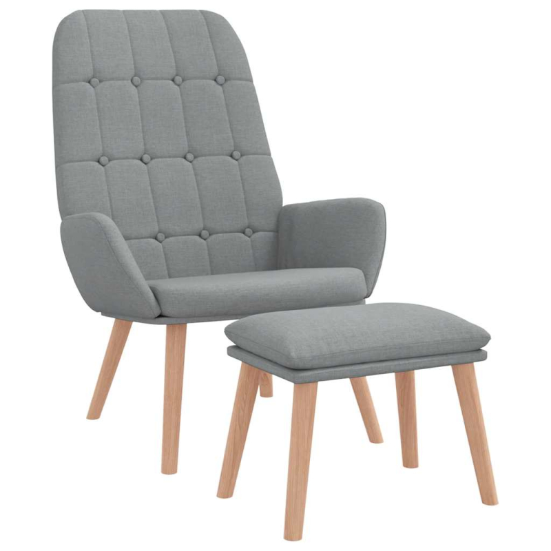 Relaxsessel mit Hocker Hellgrau Stoff
