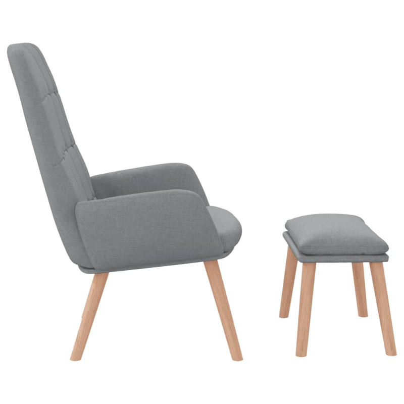 Relaxsessel mit Hocker Hellgrau Stoff