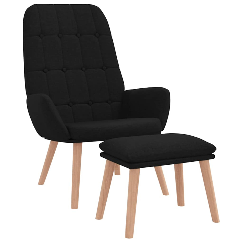 Relaxsessel mit Hocker Schwarz Stoff
