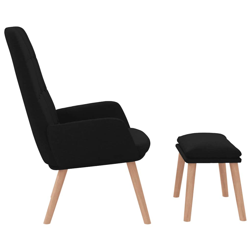 Relaxsessel mit Hocker Schwarz Stoff