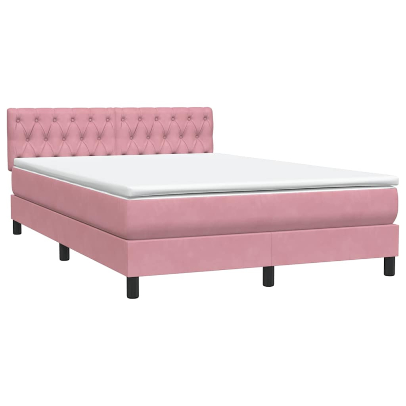 Boxspringbett mit Matratze Rosa 140x210 cm Samt