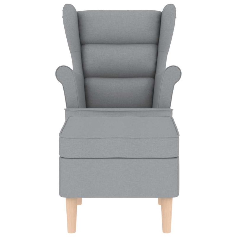 Sessel mit Fußhocker Hellgrau Stoff