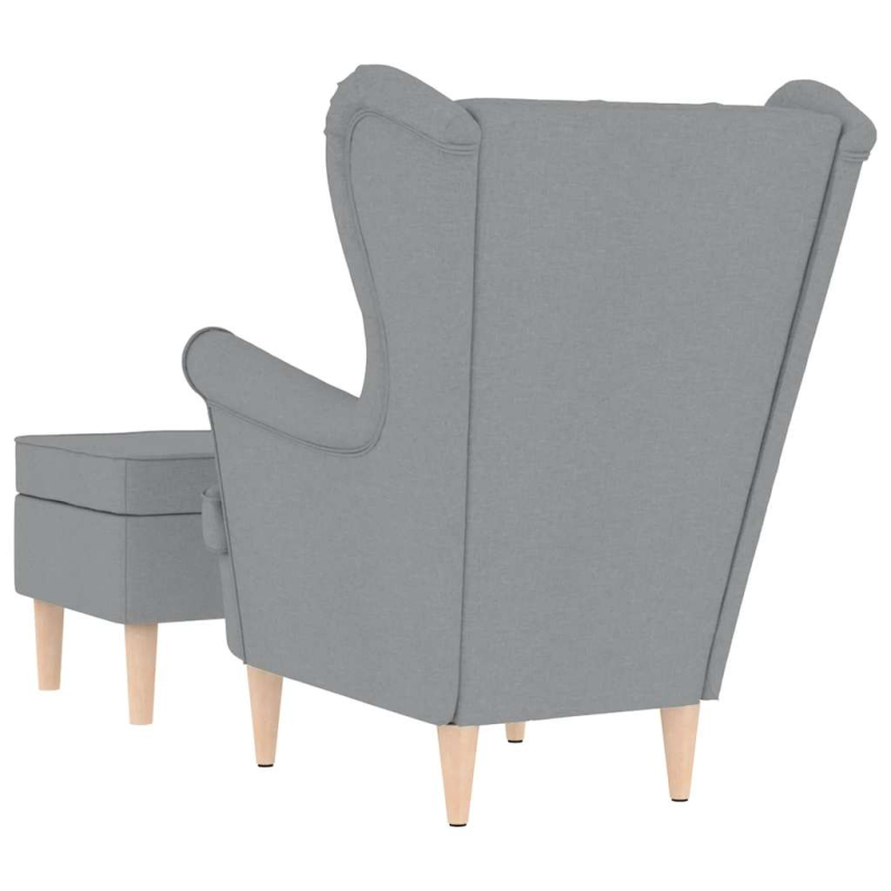 Sessel mit Fußhocker Hellgrau Stoff