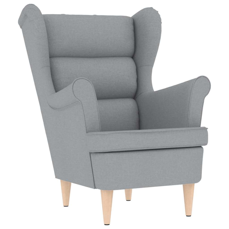 Sessel mit Fußhocker Hellgrau Stoff