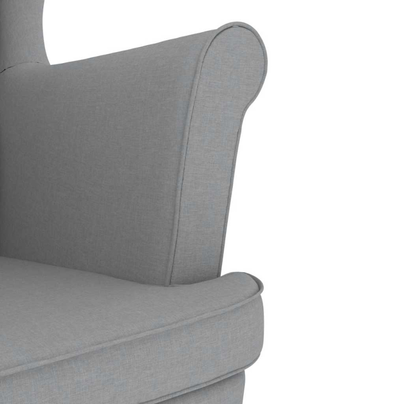 Sessel mit Fußhocker Hellgrau Stoff