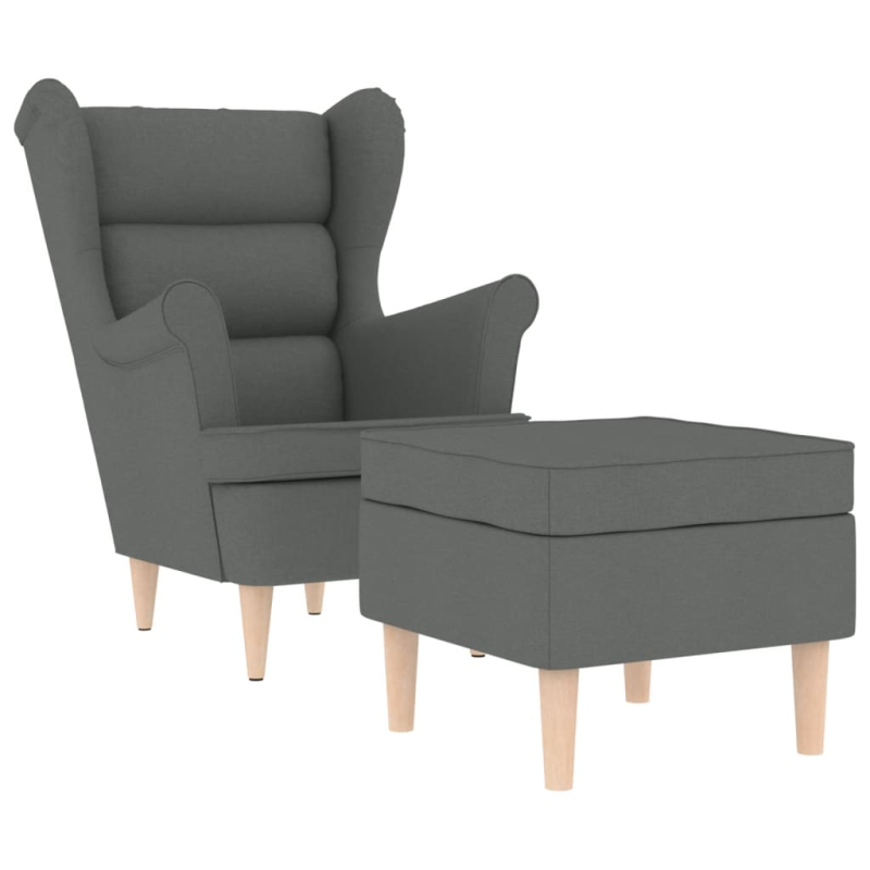 Sessel mit Fußhocker Dunkelgrau Stoff