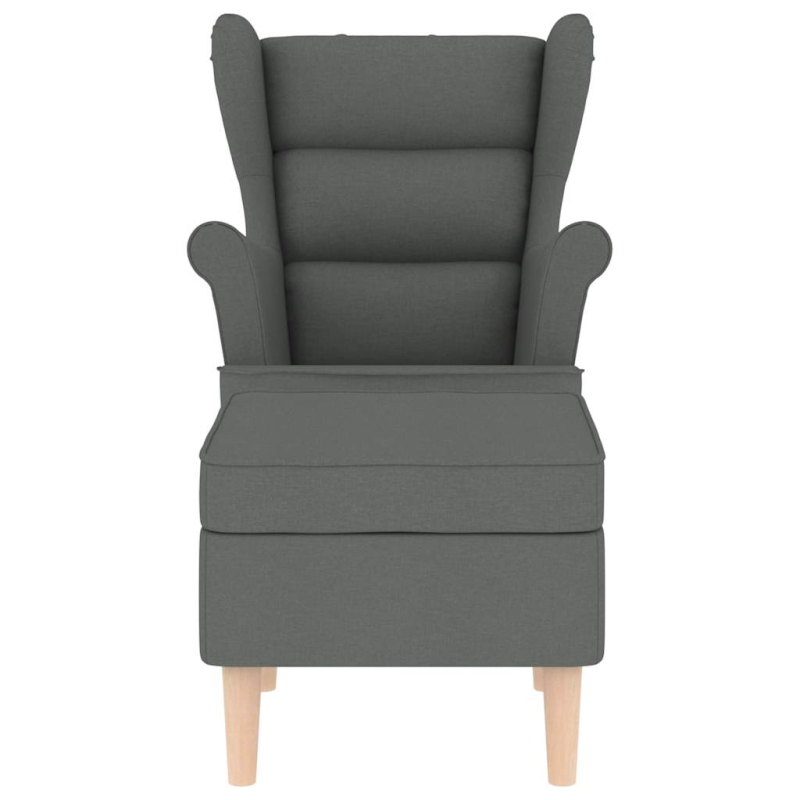 Sessel mit Fußhocker Dunkelgrau Stoff
