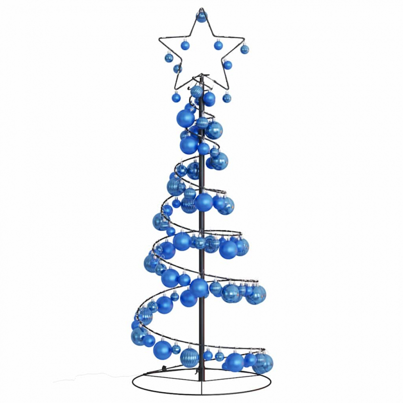 Weihnachtsbaum Kegelform mit Kugeln 80 LEDs Warmweiß 120 cm