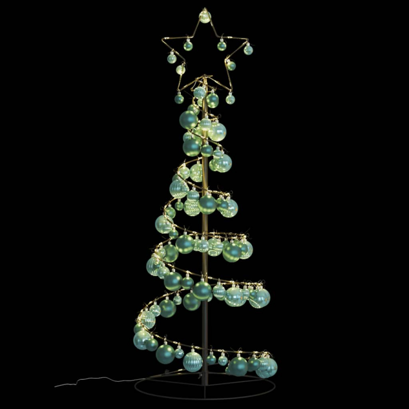 Weihnachtsbaum Kegelform mit Kugeln 80 LEDs Warmweiß 120 cm