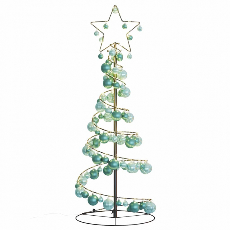 Weihnachtsbaum Kegelform mit Kugeln 80 LEDs Warmweiß 120 cm