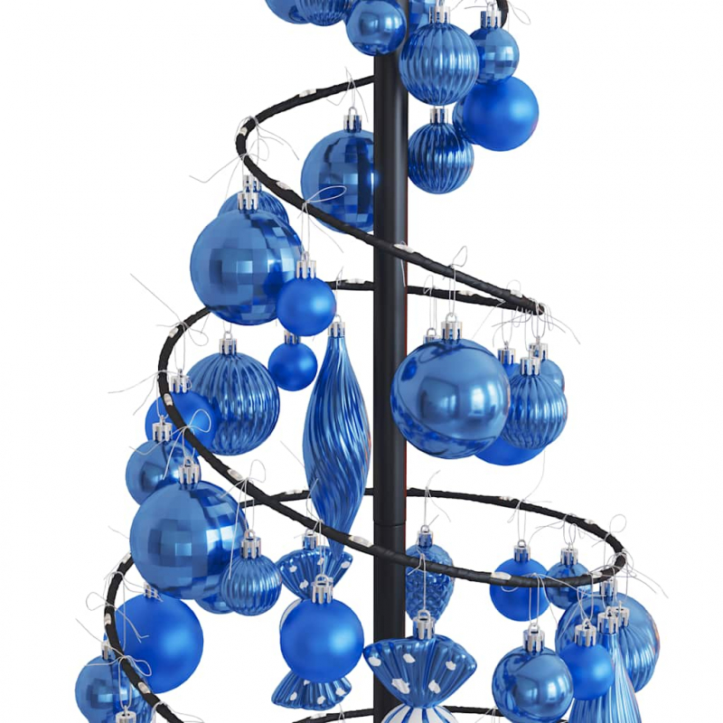 Weihnachtsbaum Kegelform mit Kugeln 80 LEDs Warmweiß 120 cm