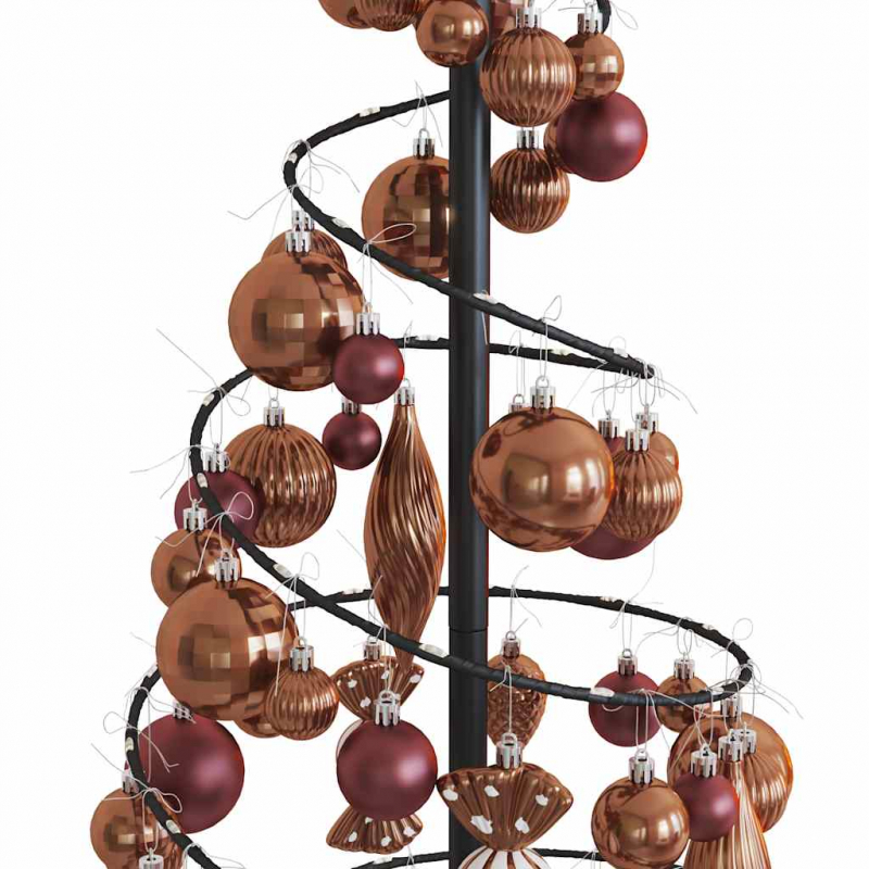 Weihnachtsbaum Kegelform mit Kugeln 80 LEDs Warmweiß 120 cm