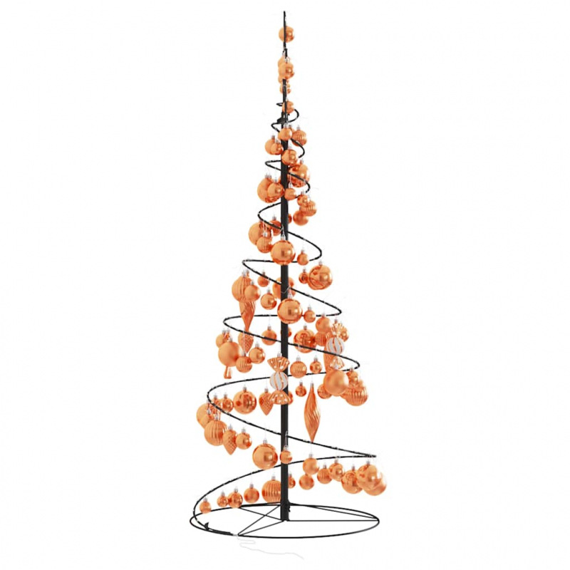 Weihnachtsbaum Kegelform mit Kugeln 80 LEDs Warmweiß 120 cm