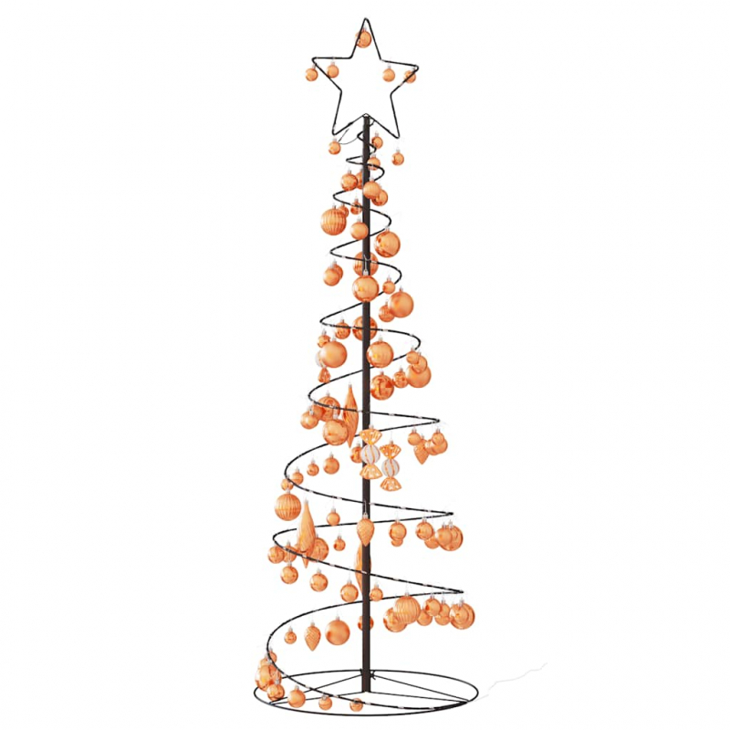 Weihnachtsbaum Kegelform mit Kugeln 100 LEDs Warmweiß 150 cm