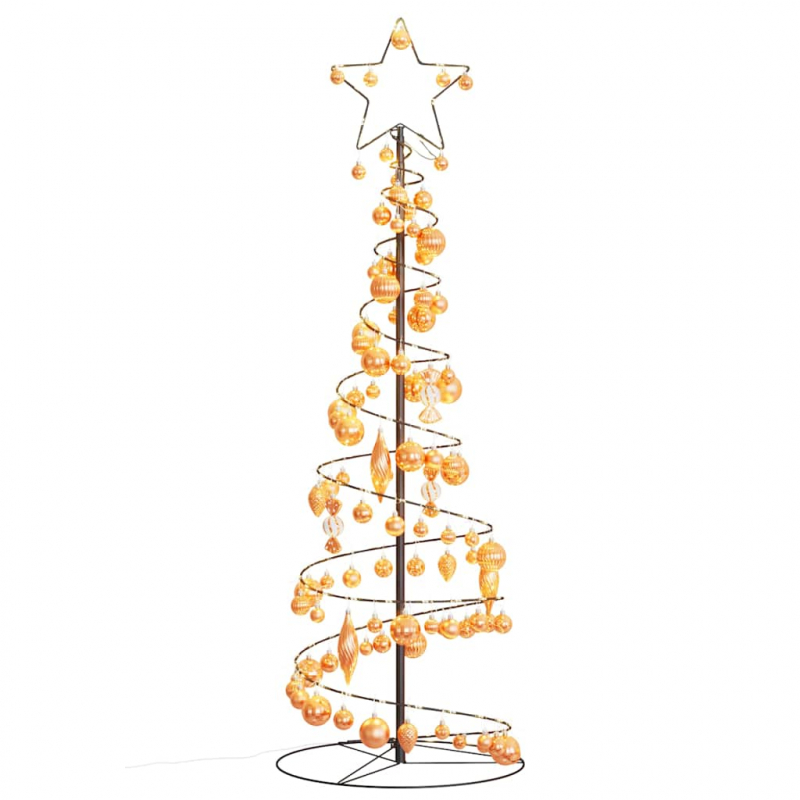 Weihnachtsbaum Kegelform mit Kugeln 100 LEDs Warmweiß 150 cm