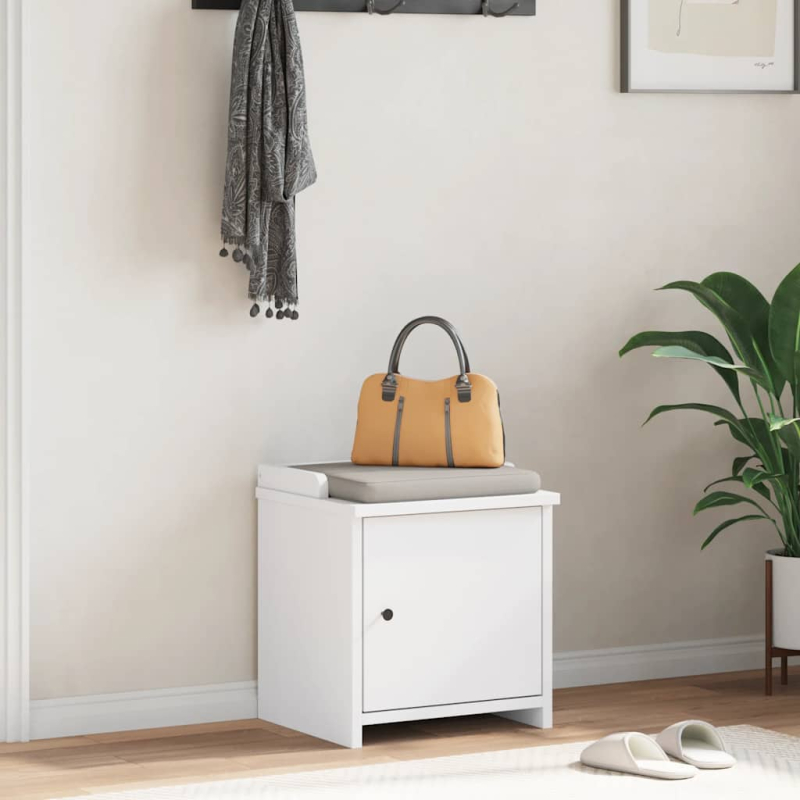 Flurbank SANDNES Weiß 45x40x50 cm Massivholz Kiefer