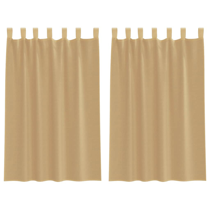 Voile Vorhänge mit Stangentaschen 2 Stk. Sandfarbe