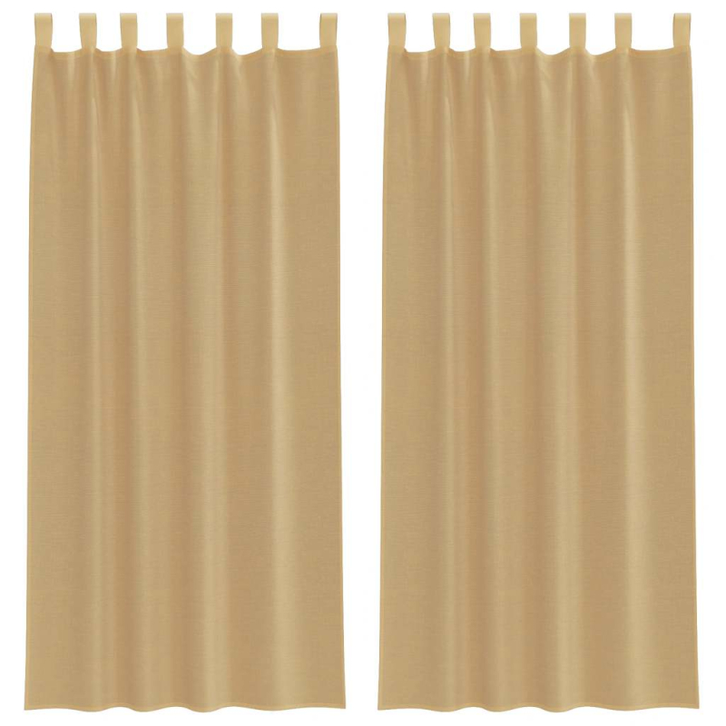 Voile Vorhänge mit Stangentaschen 2 Stk. Sandfarbe