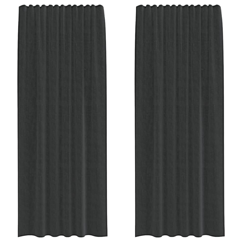 Voile Vorhänge mit Lasche 2 Stk. Schwarz