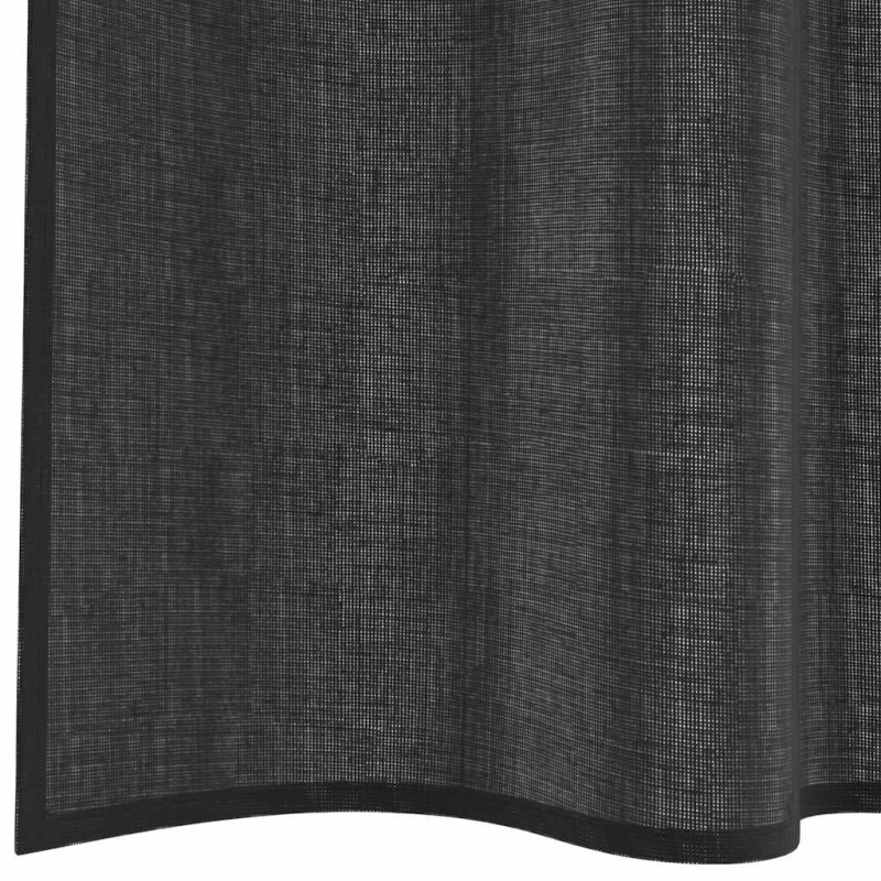 Voile Vorhänge mit Lasche 2 Stk. Schwarz