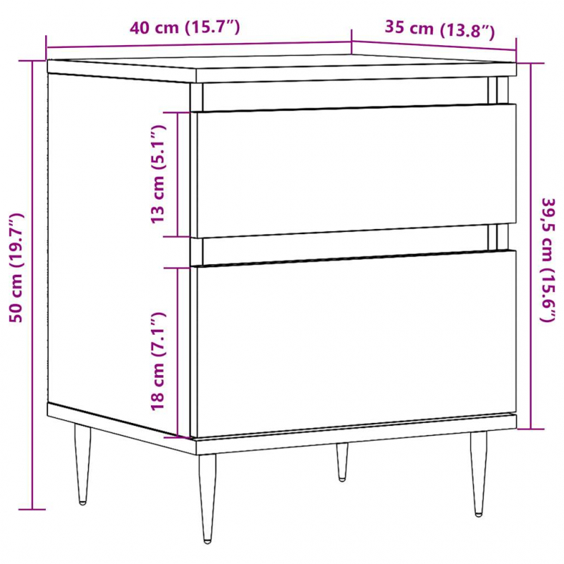 Nachttisch Artisan-Eiche 40x35x50 cm Holzwerkstoff