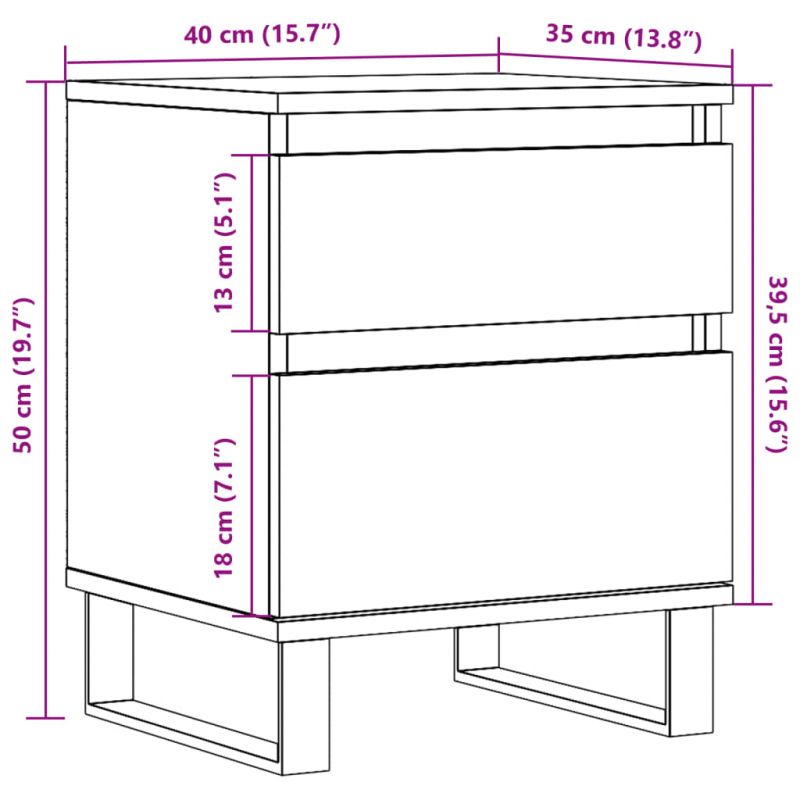 Nachttisch Altholz-Optik 40x35x50 cm Holzwerkstoff