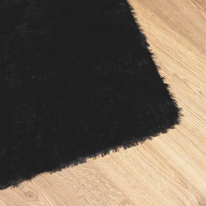 Teppich Shaggy Hochflor NAVARRA Schwarz 120x120 cm Polyester